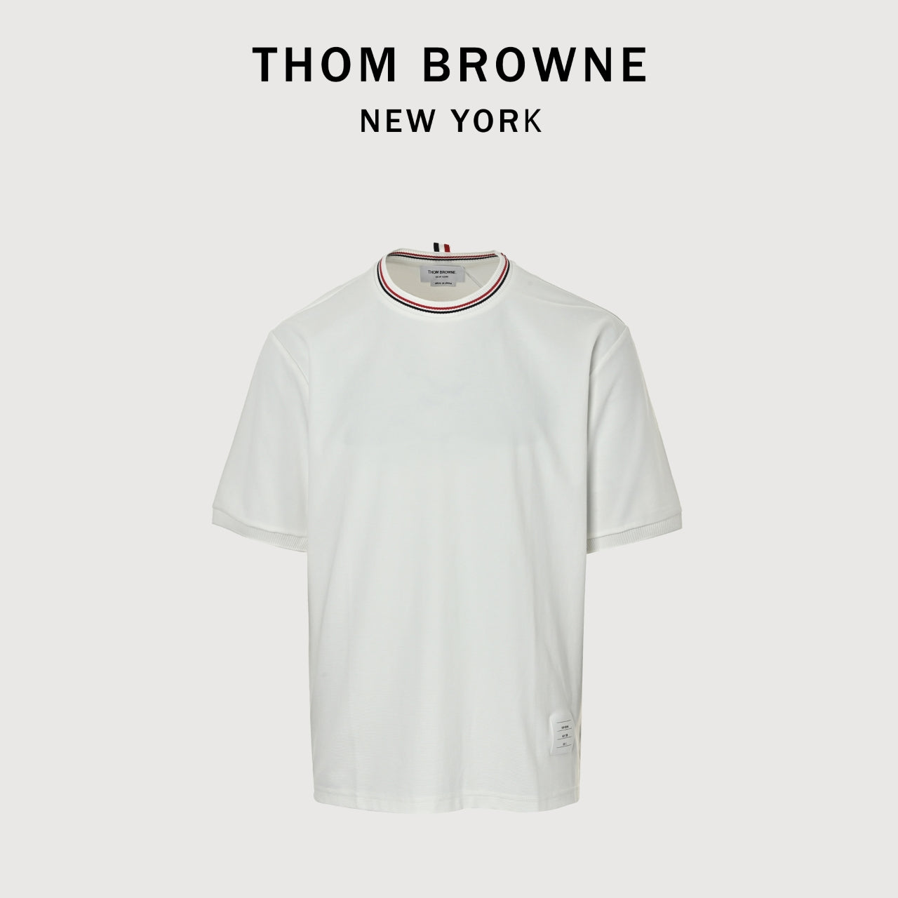 Thom Browne TB Red Stripe Yarn-Dyed Crewneck Short Sleeve T-Shirt