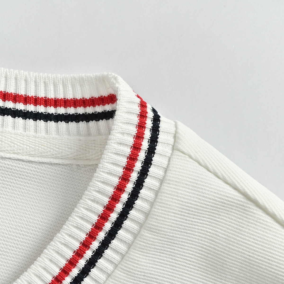 Thom Browne TB Red Stripe Yarn-Dyed Crewneck Short Sleeve T-Shirt