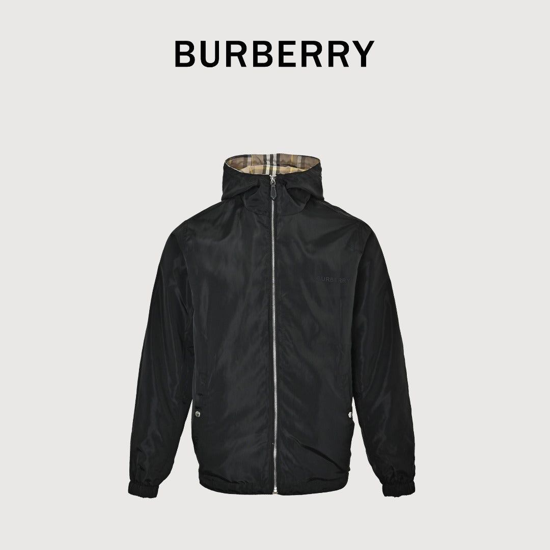 Burberry BBR Large Check Reversible Hooded Windbreaker