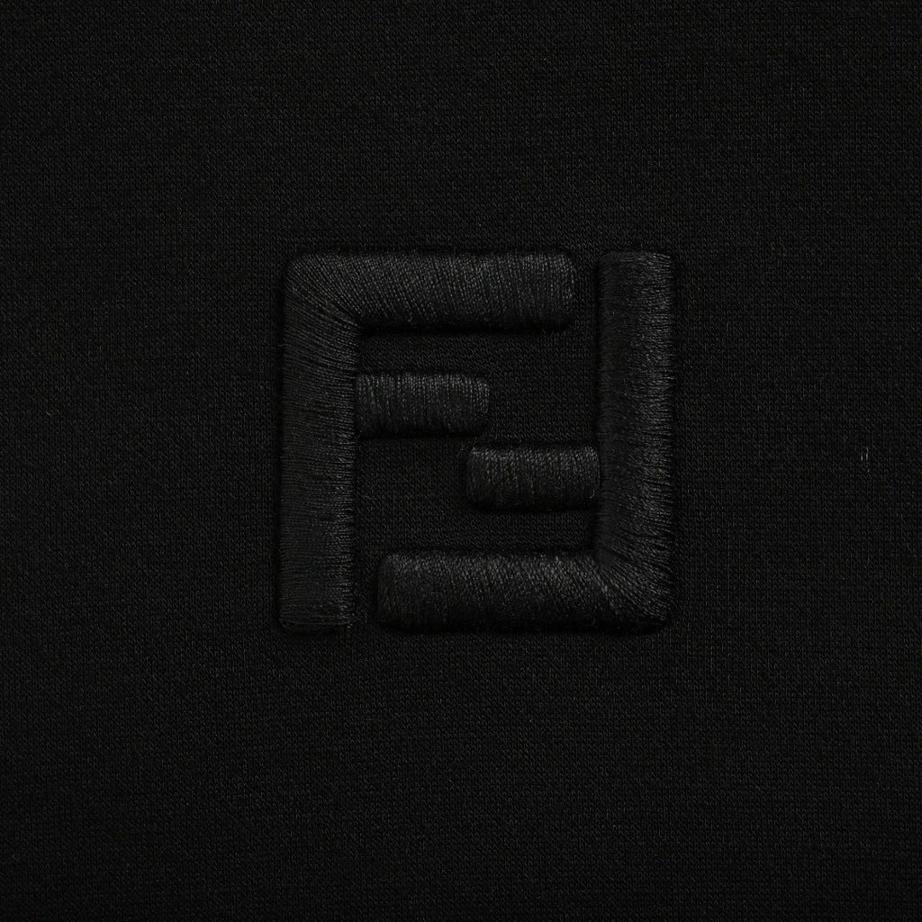 Fendi FD FF Embroidered Hoodie Sweatshirt — Black