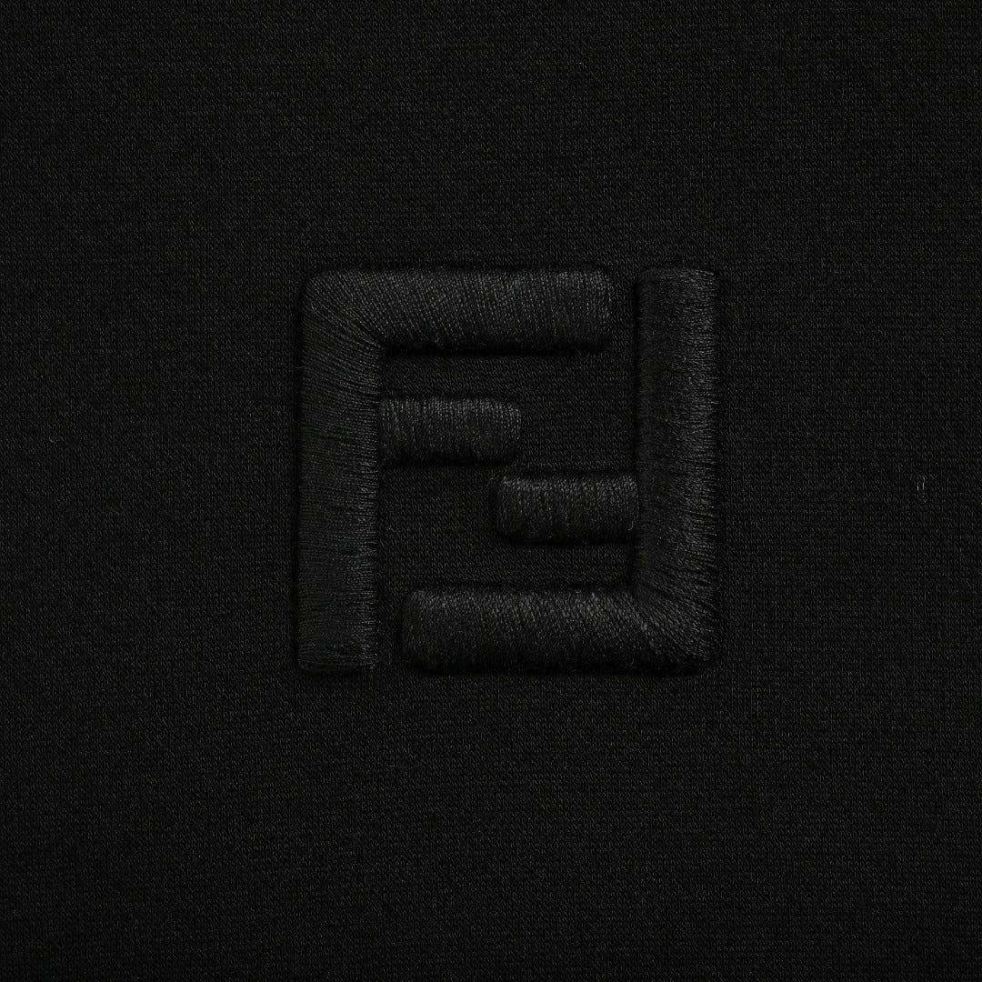 Fendi FD FF Embroidered Hoodie Sweatshirt — Black