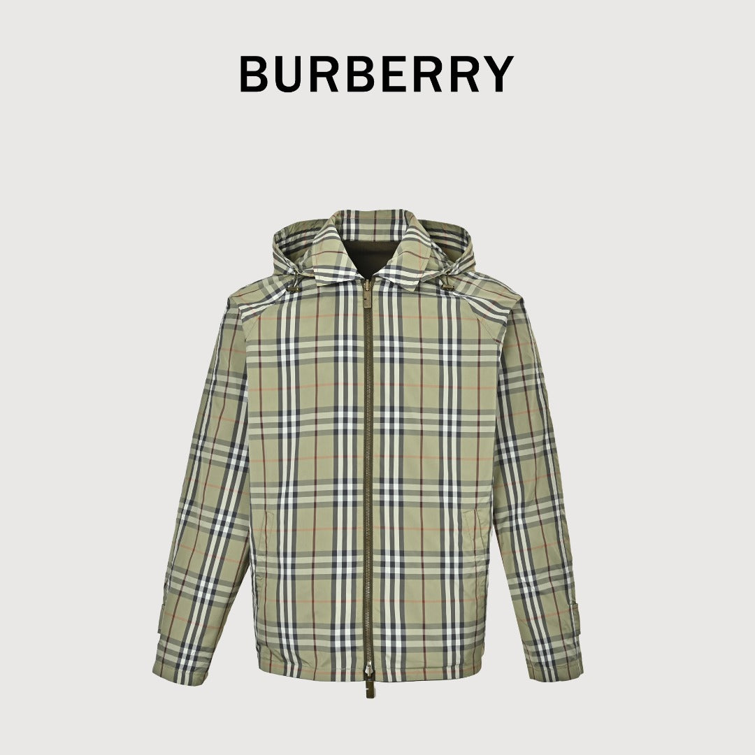 Burberry BBR Iron Label Check Reversible Hooded Jacket