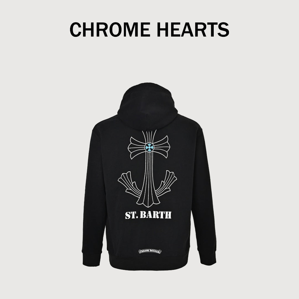 Chrome Hearts CH St. Barth Back Cross Print Hoodie Sweatshirt