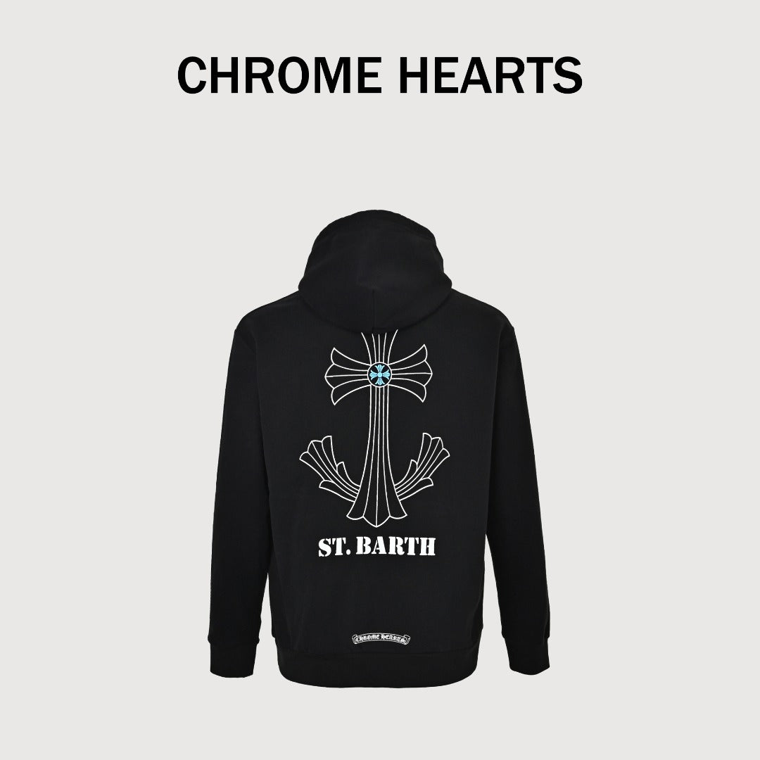 Chrome Hearts CH St. Barth Back Cross Print Hoodie Sweatshirt
