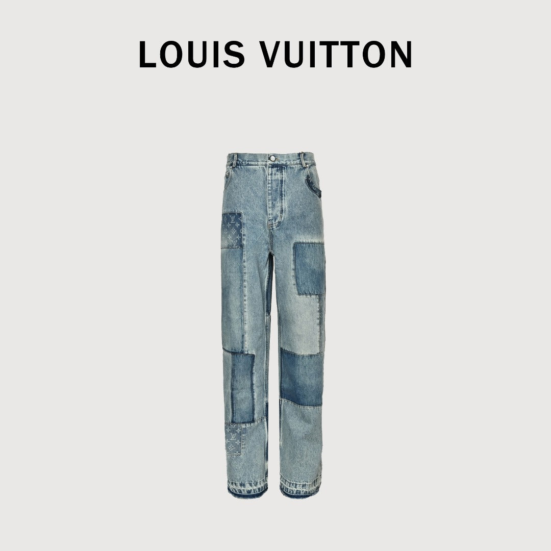 Louis Vuitton LV 26SS Monogram Patchwork Denim Jeans
