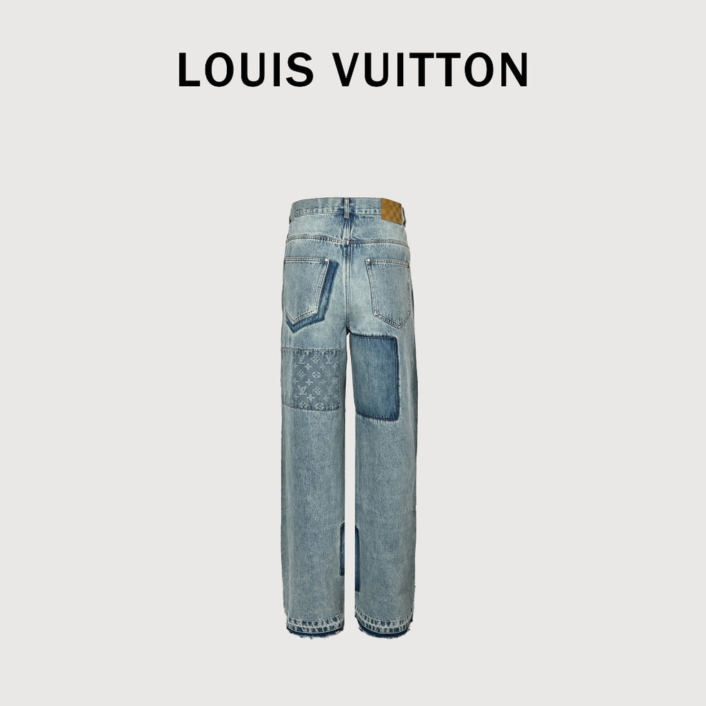 Louis Vuitton LV 26SS Monogram Patchwork Denim Jeans