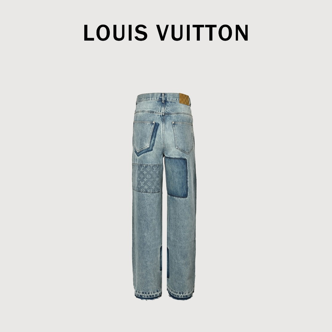 Louis Vuitton LV 26SS Monogram Patchwork Denim Jeans