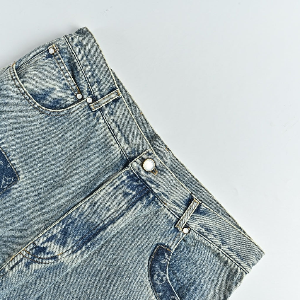 Louis Vuitton LV 26SS Monogram Patchwork Denim Jeans