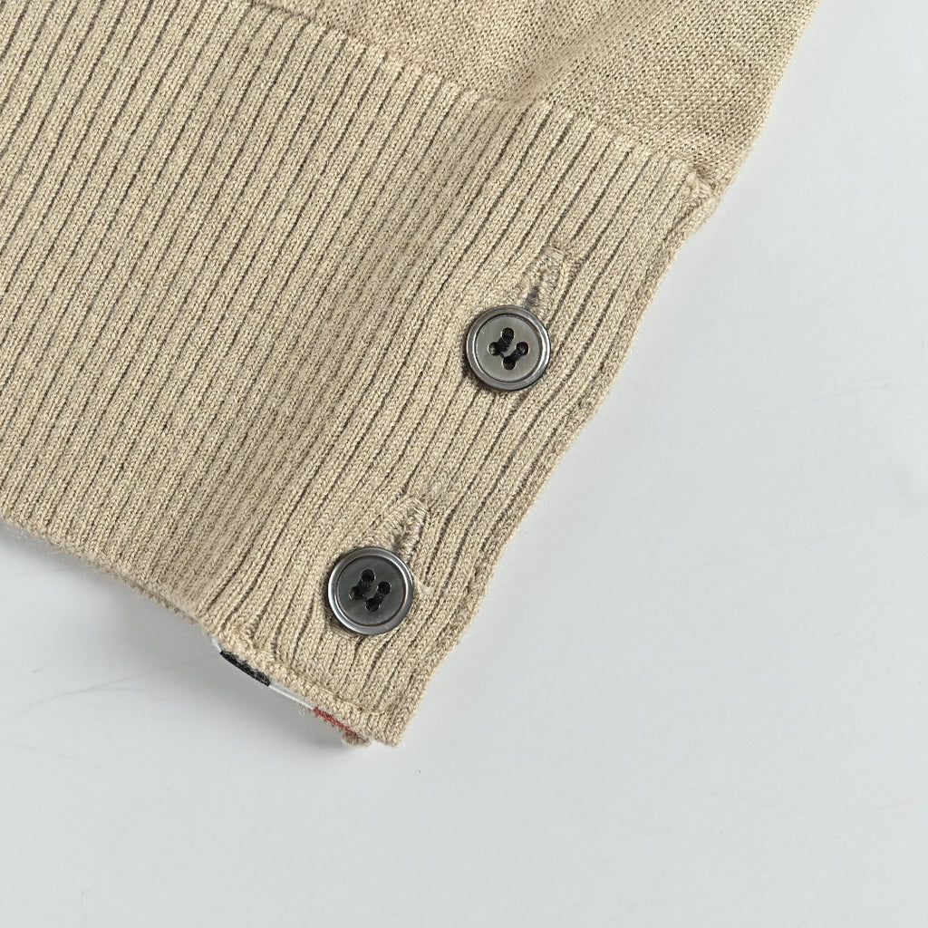 Thom Browne TB 26FW 4-Bar Superfine Wool Cardigan — Camel