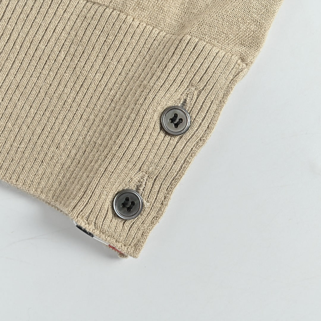 Thom Browne TB 26FW 4-Bar Superfine Wool Cardigan — Camel