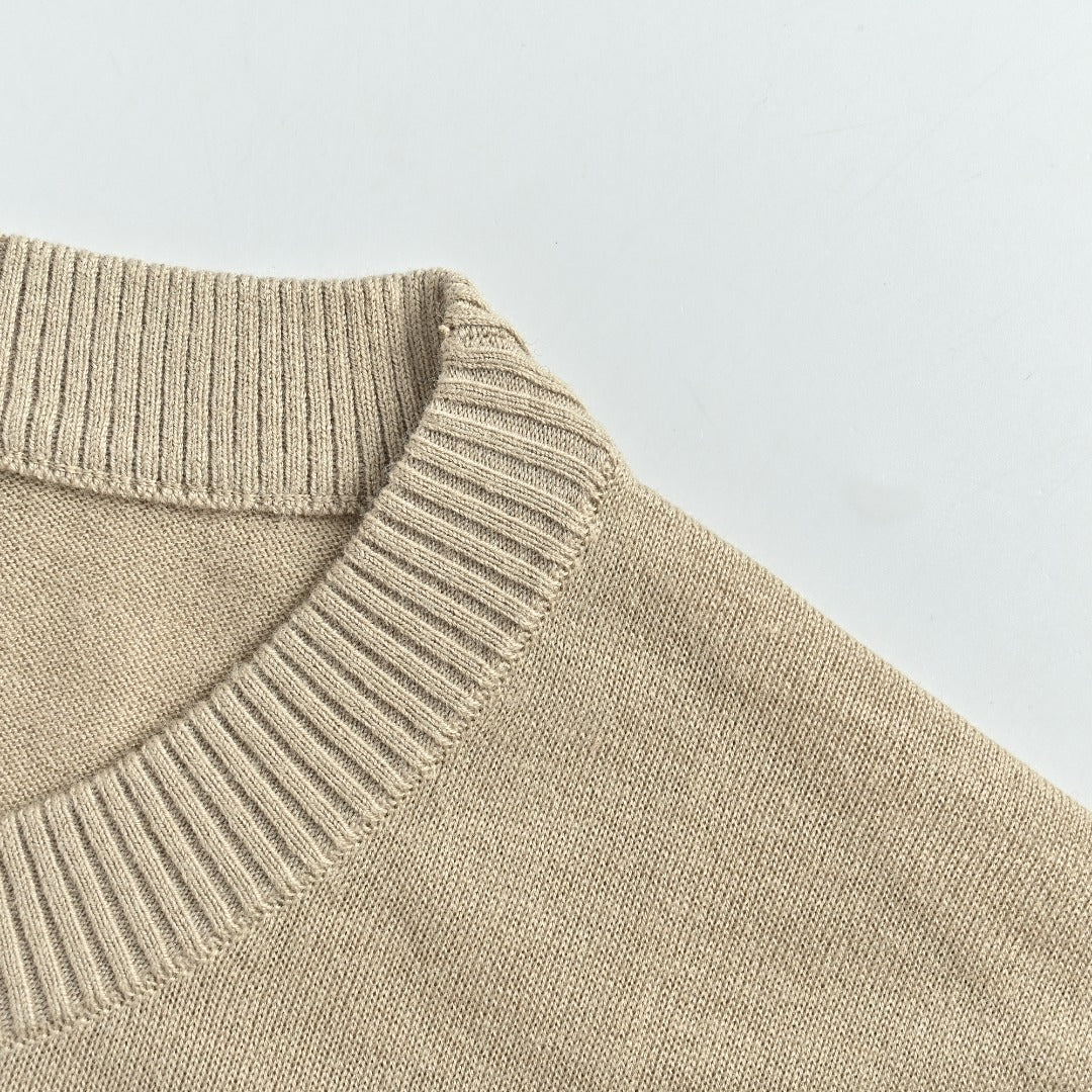 Thom Browne TB 26FW 4-Bar Superfine Wool Crewneck Sweater — Camel