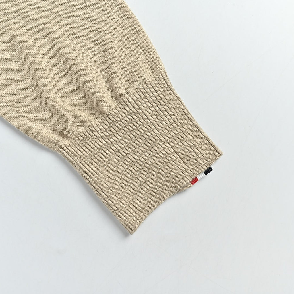 Thom Browne TB 26FW 4-Bar Superfine Wool Crewneck Sweater — Camel