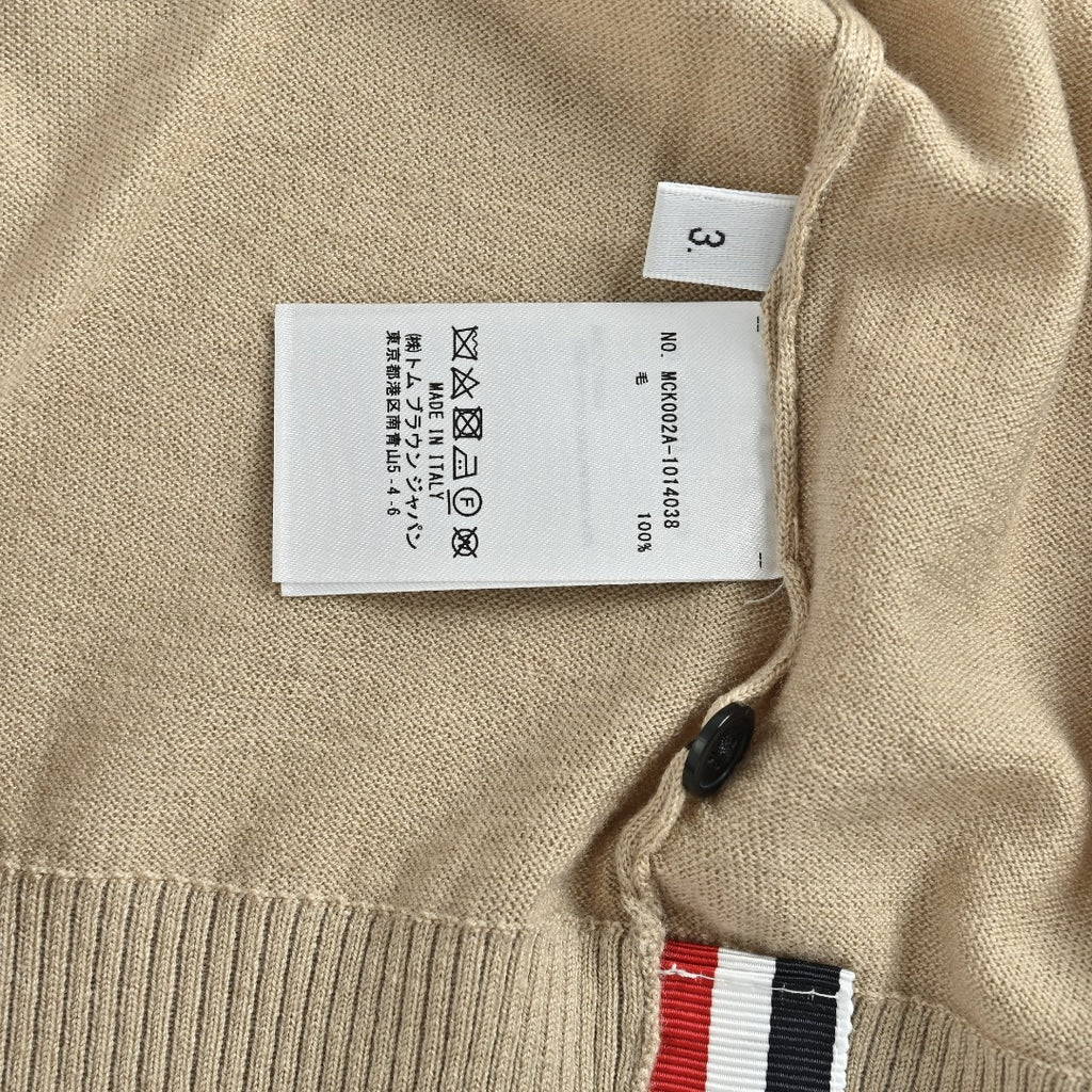 Thom Browne TB 26FW 4-Bar Superfine Wool Crewneck Sweater — Camel