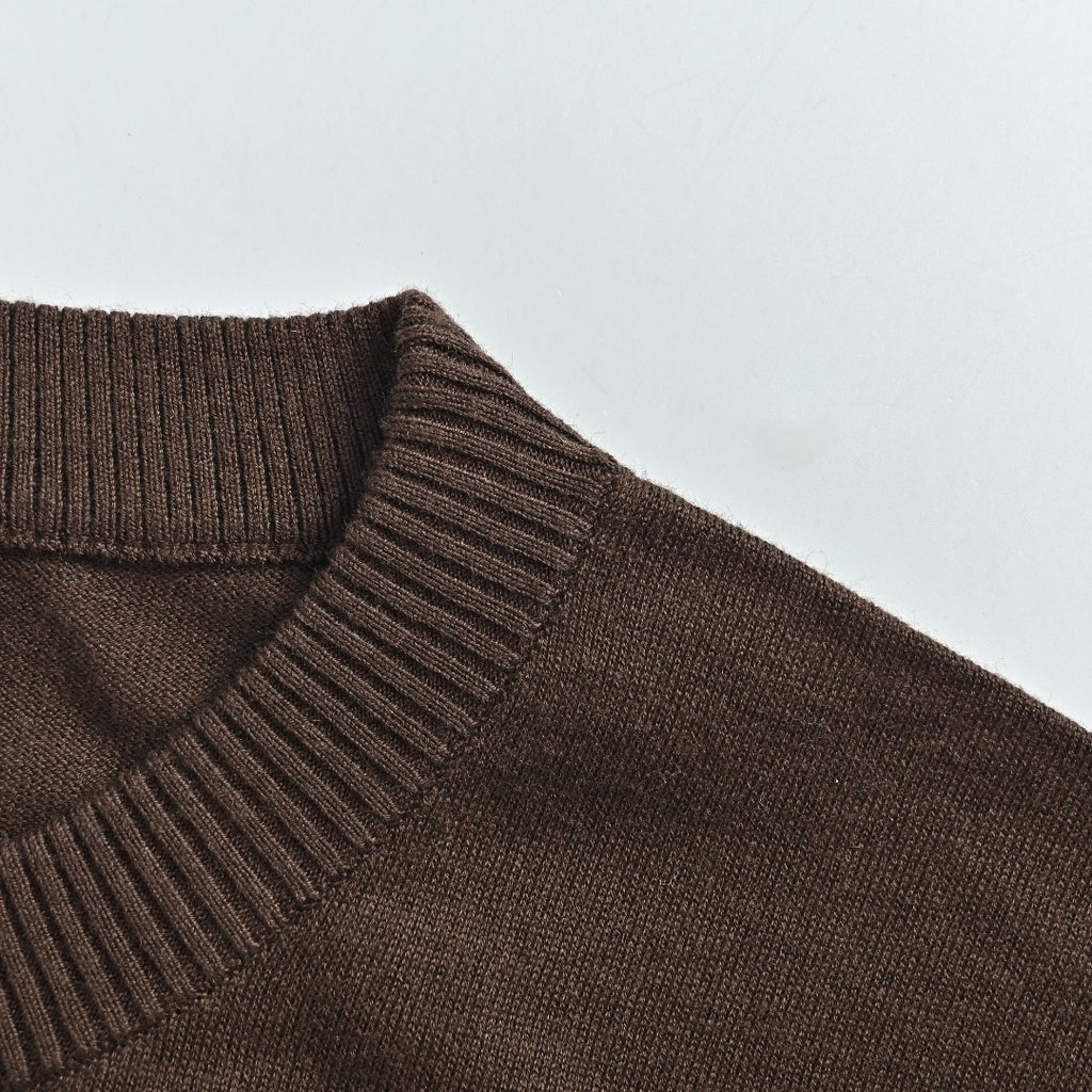 Thom Browne TB 26FW 4-Bar Superfine Wool Crewneck Sweater — Dark Brown