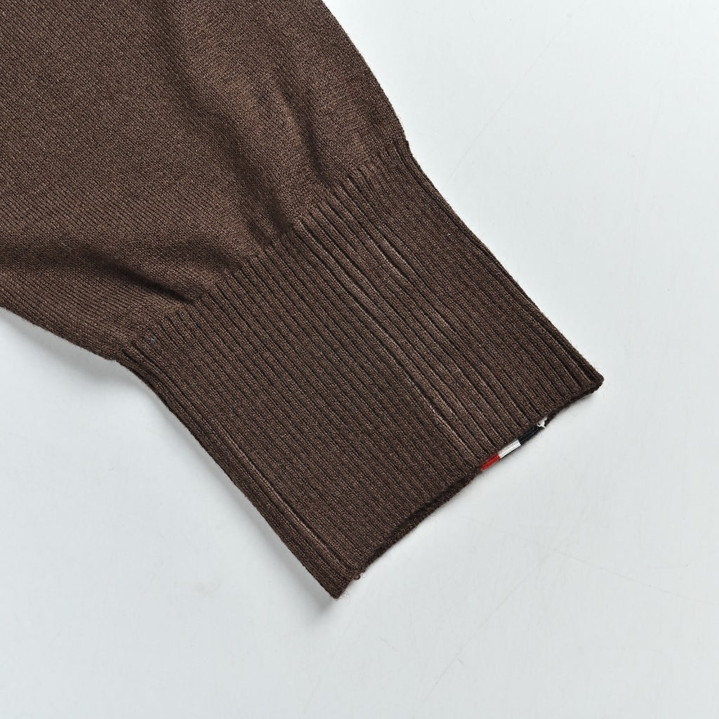 Thom Browne TB 26FW 4-Bar Superfine Wool Crewneck Sweater — Dark Brown