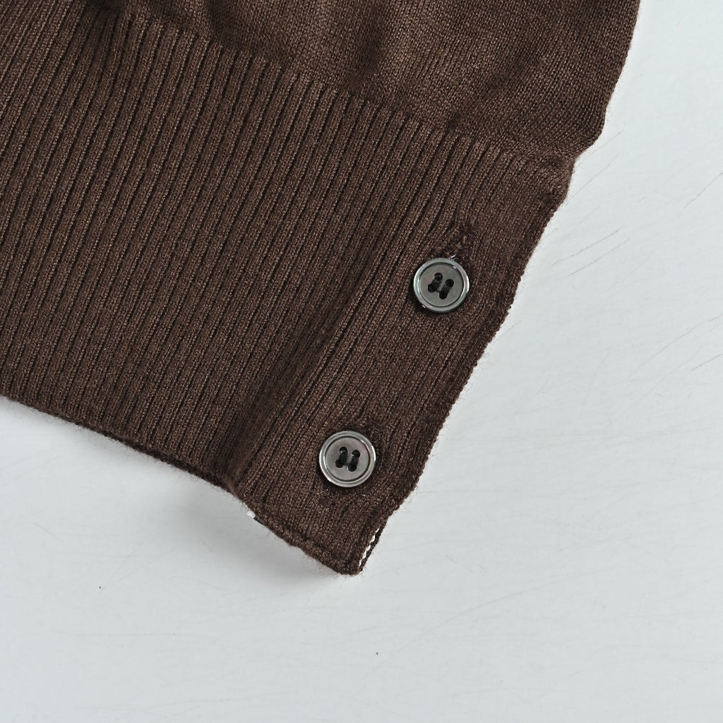 Thom Browne TB 26FW 4-Bar Superfine Wool Crewneck Sweater — Dark Brown