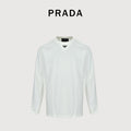 Prada Triangle Logo Collar Long Sleeve T-Shirt — White