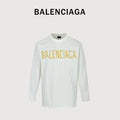 Balenciaga Masking Tape Logo Long Sleeve T-Shirt — White