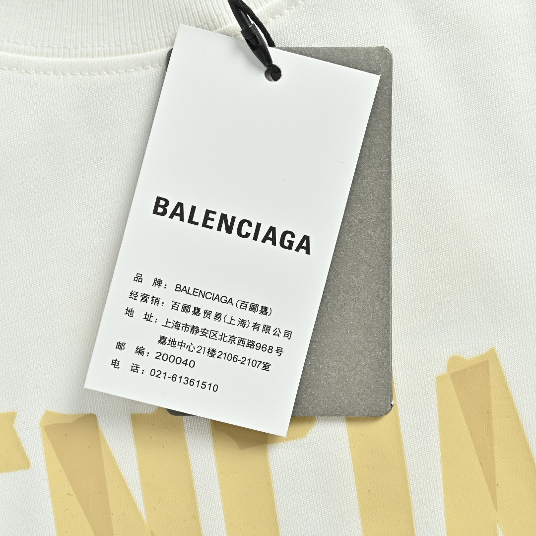 Balenciaga Masking Tape Logo Long Sleeve T-Shirt — White