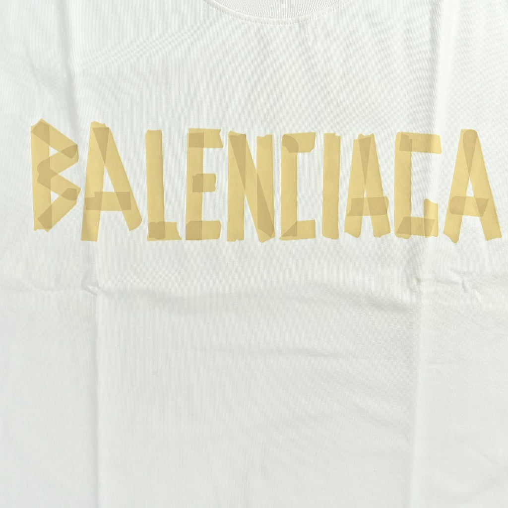 Balenciaga Masking Tape Logo Long Sleeve T-Shirt — White