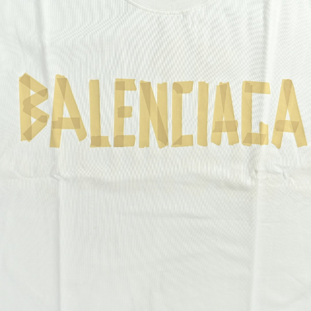 Balenciaga Masking Tape Logo Long Sleeve T-Shirt — White