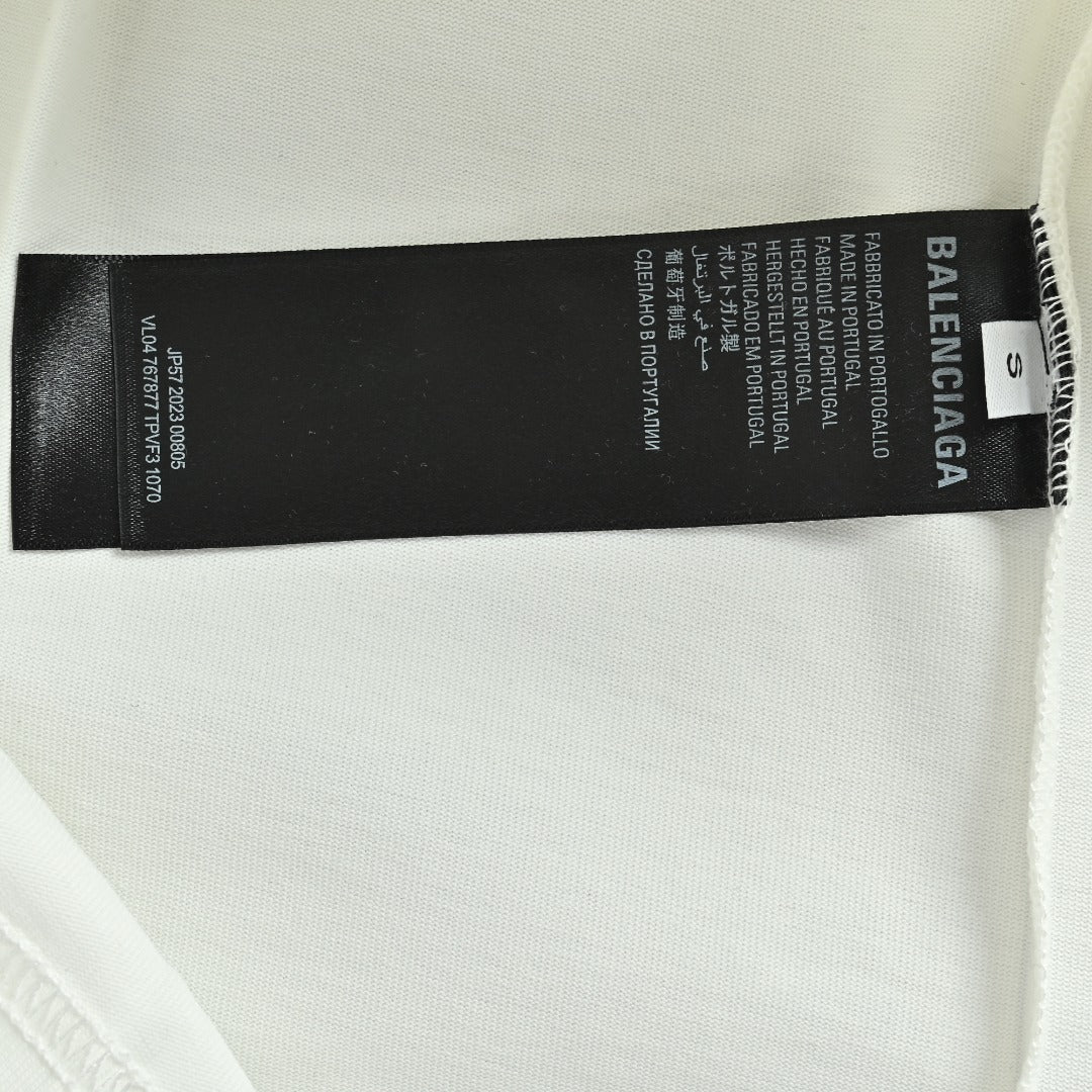 Balenciaga Masking Tape Logo Long Sleeve T-Shirt — White