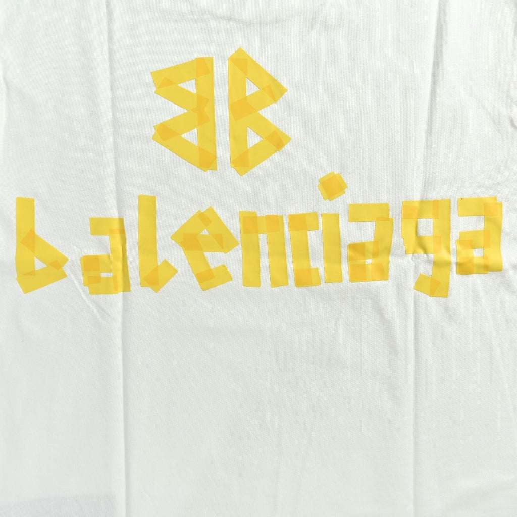Balenciaga Masking Tape Logo Long Sleeve T-Shirt — White