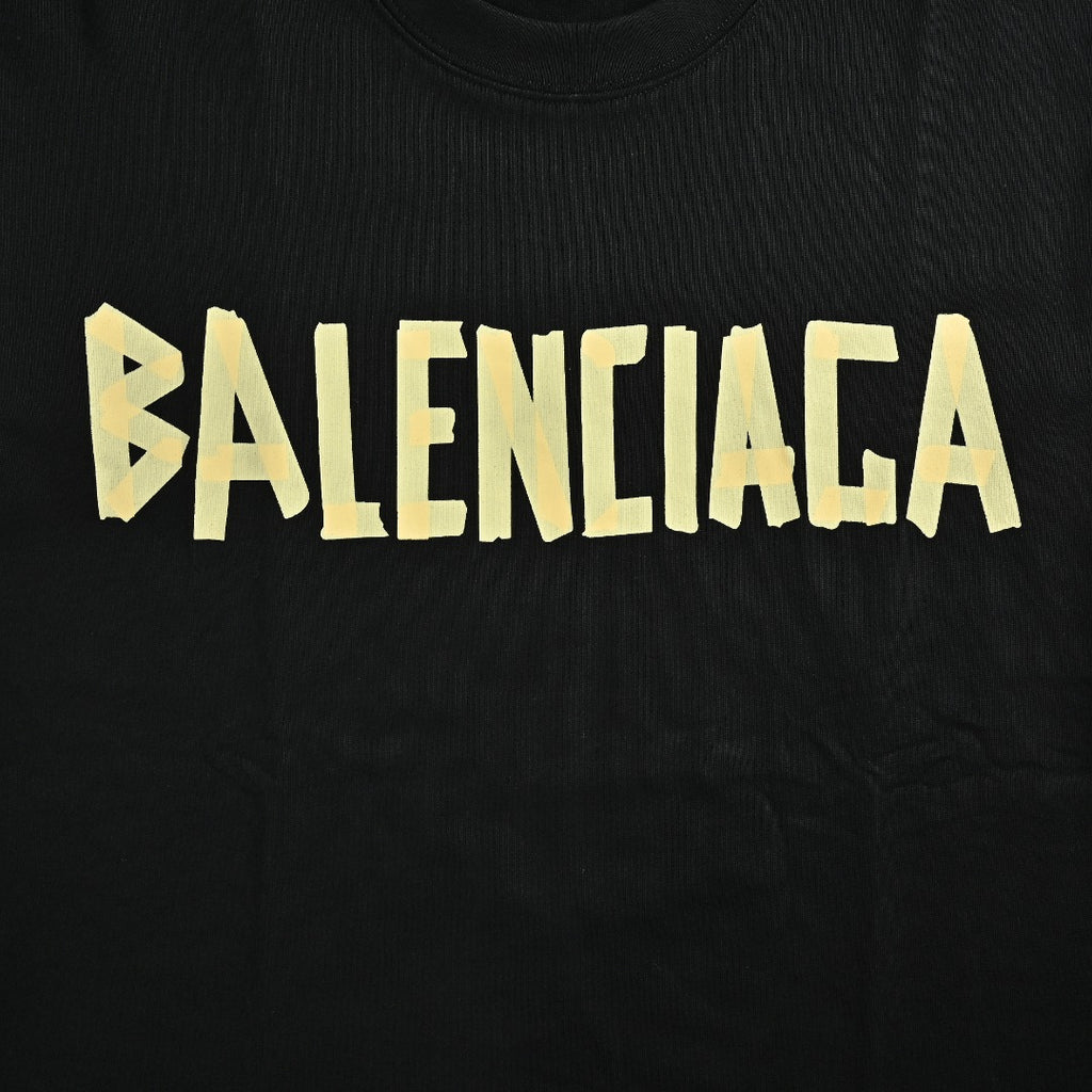 Balenciaga Masking Tape Logo Long Sleeve T-Shirt — Black