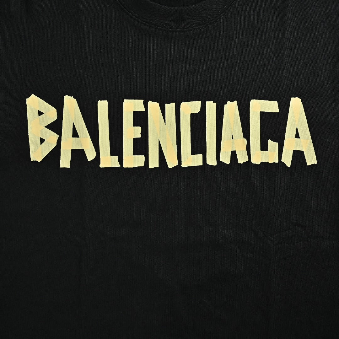 Balenciaga Masking Tape Logo Long Sleeve T-Shirt — Black