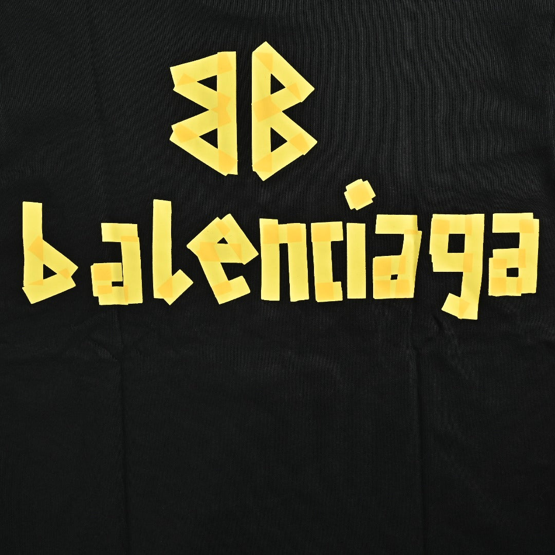 Balenciaga Masking Tape Logo Long Sleeve T-Shirt — Black