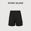 Stone Island Terry Fleece Badge Shorts — Black