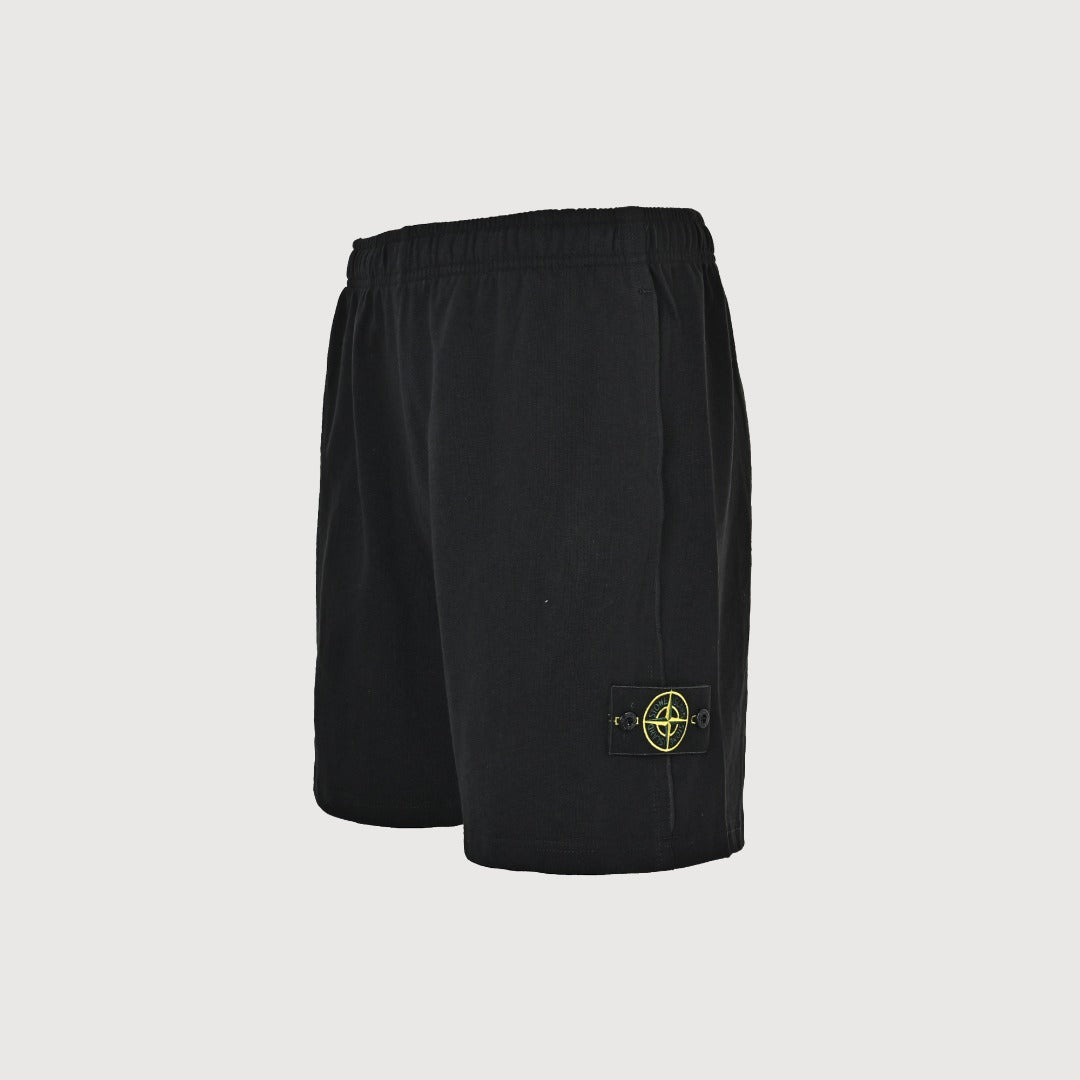 Stone Island Terry Fleece Badge Shorts — Black