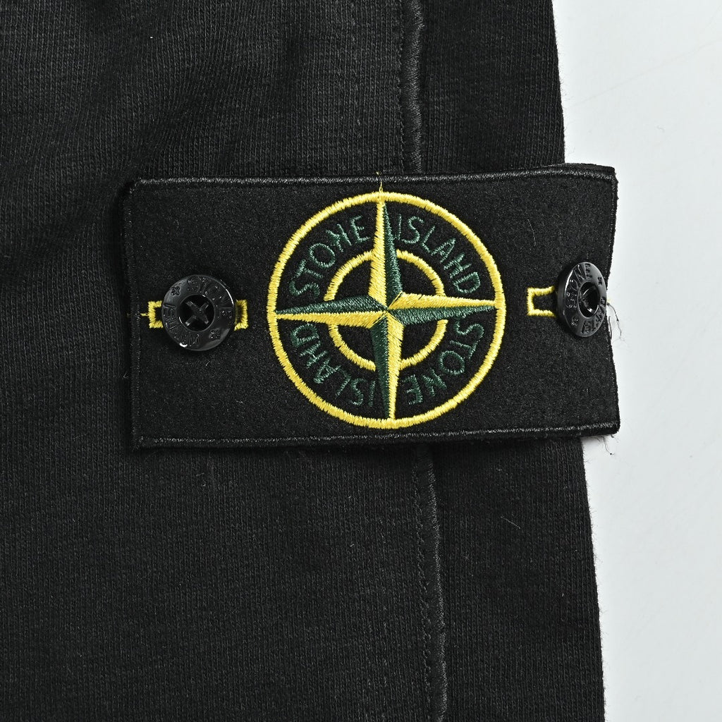 Stone Island Terry Fleece Badge Shorts — Black