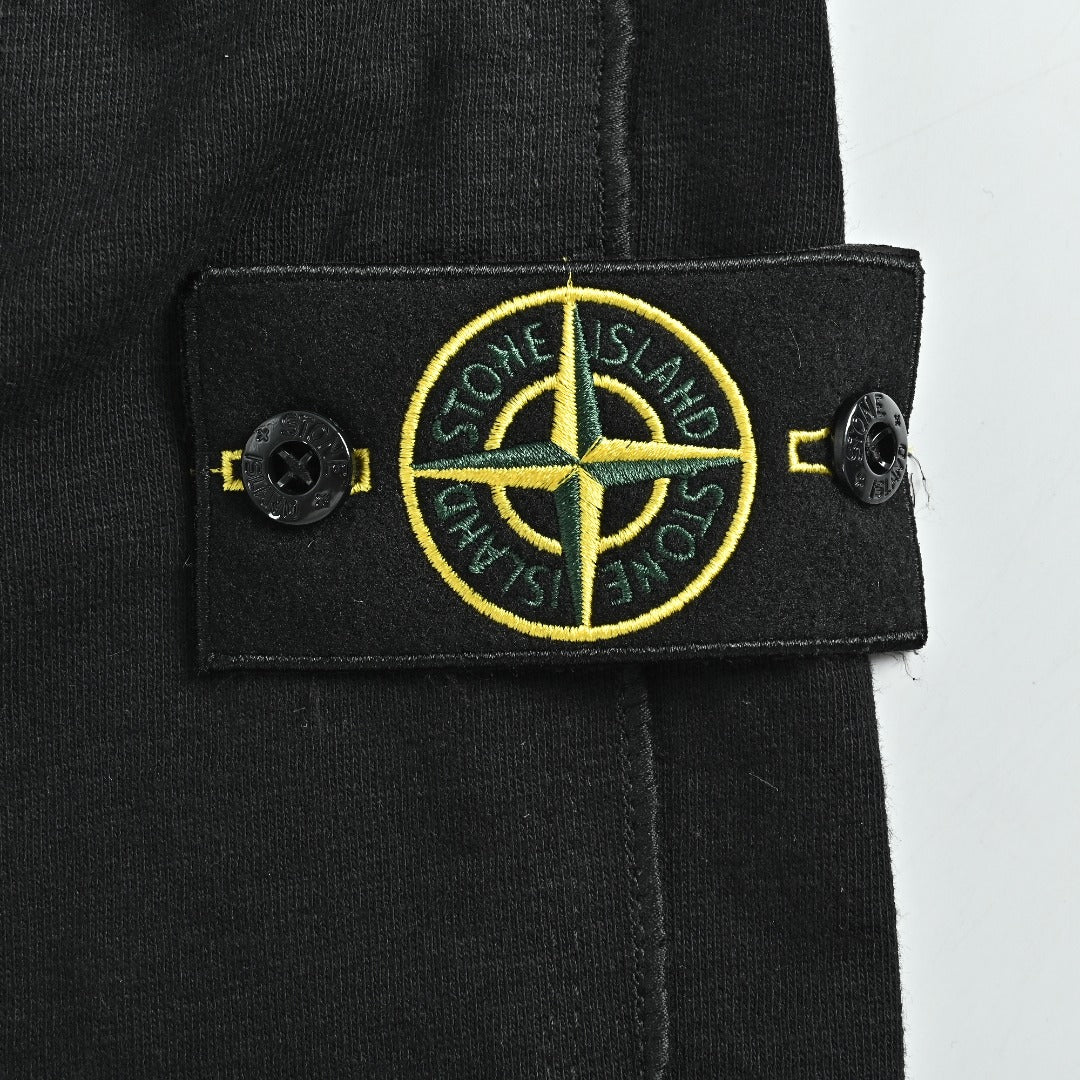 Stone Island Terry Fleece Badge Shorts — Black