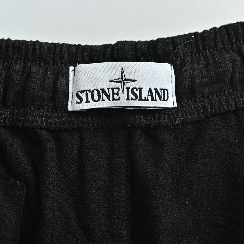Stone Island Terry Fleece Badge Shorts — Black