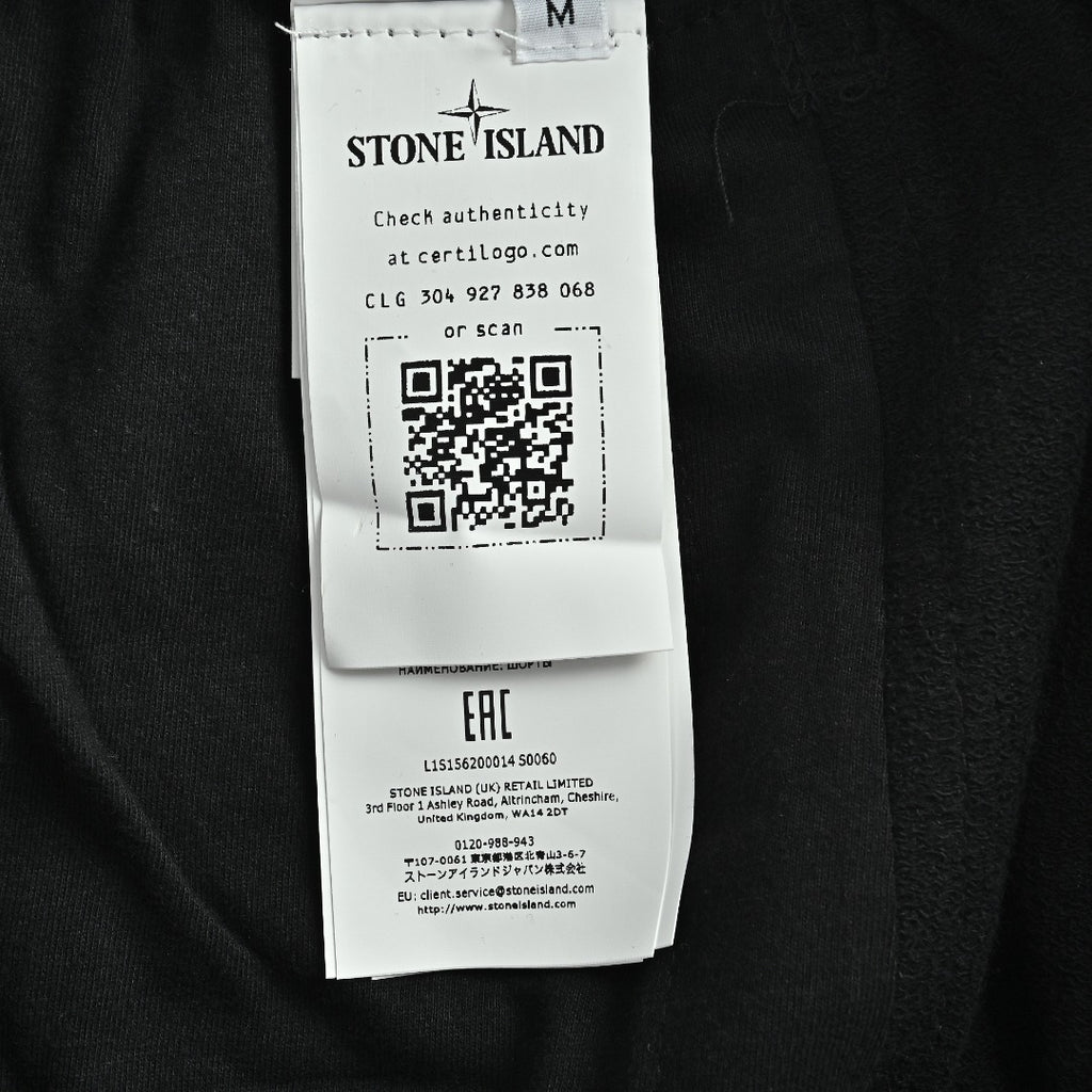 Stone Island Terry Fleece Badge Shorts — Black
