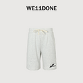 WE11DONE Silicone Logo Drawstring Fleece Shorts — White