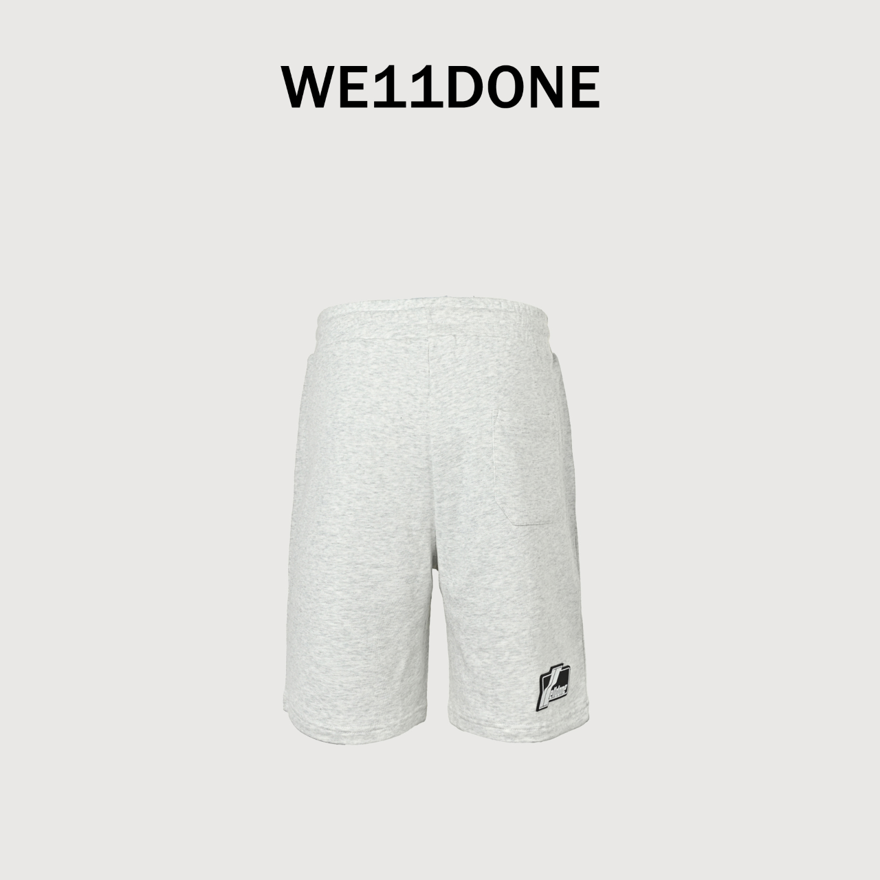 WE11DONE Silicone Logo Drawstring Fleece Shorts — White