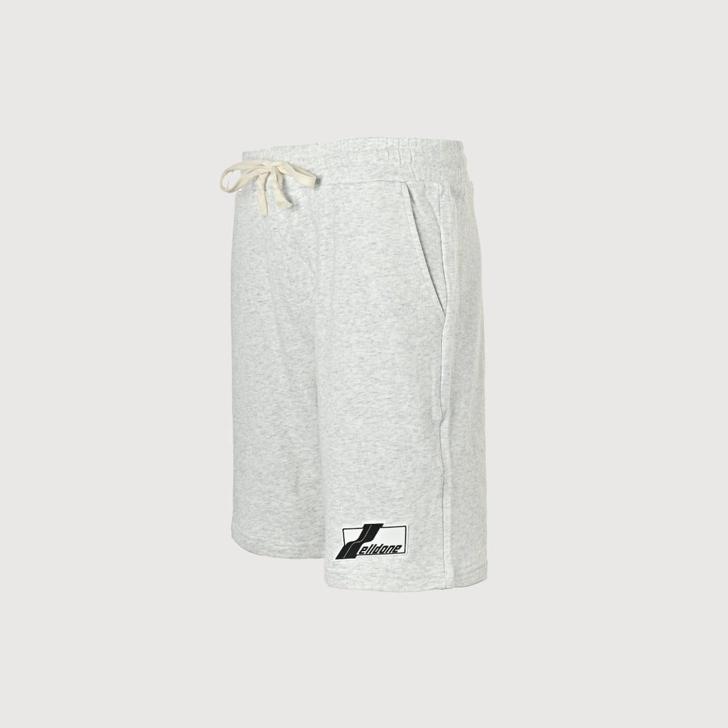 WE11DONE Silicone Logo Drawstring Fleece Shorts — White