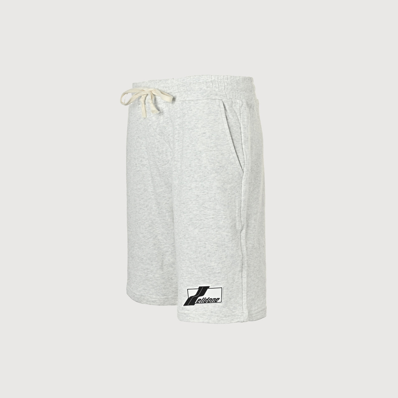 WE11DONE Silicone Logo Drawstring Fleece Shorts — White