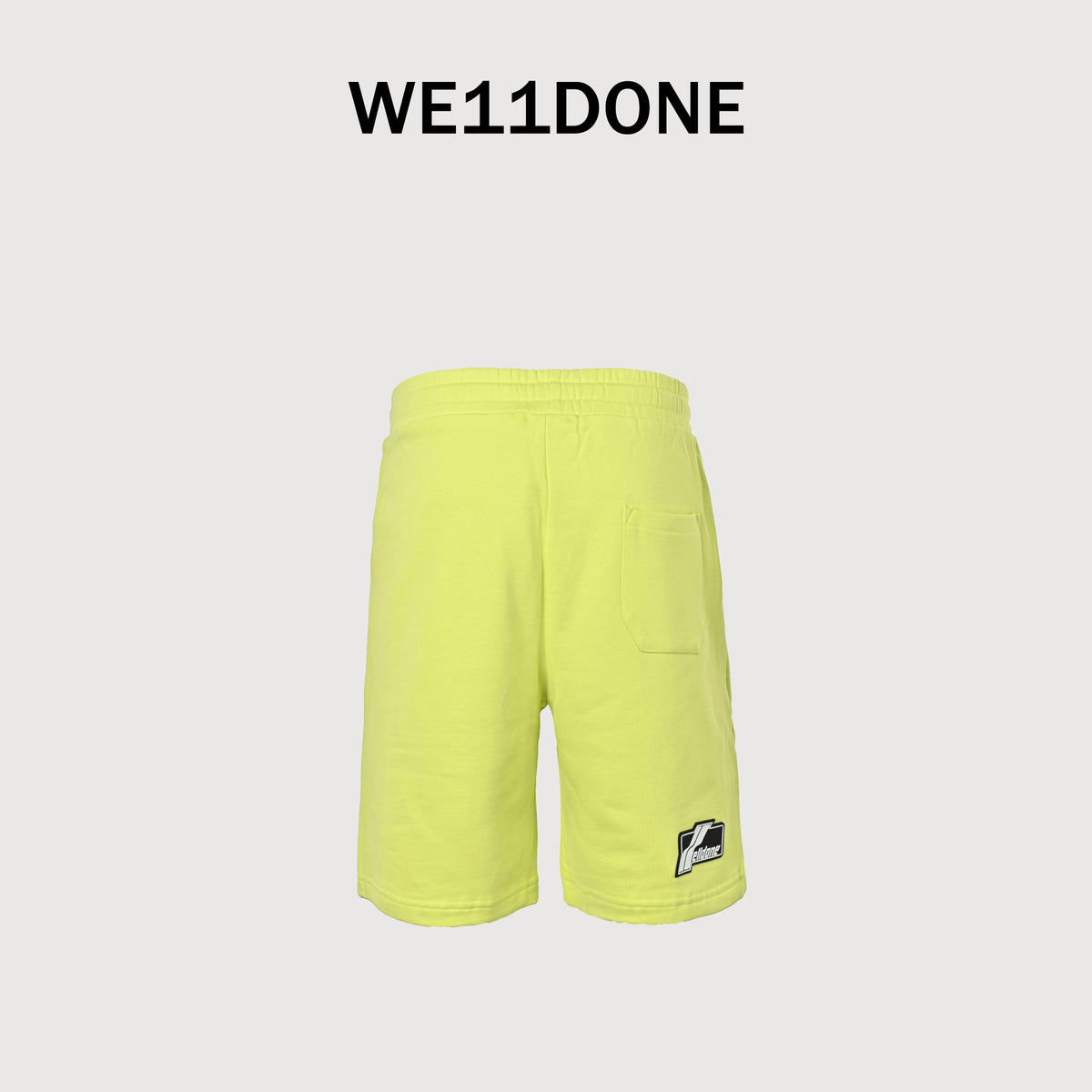 WE11DONE Silicone Logo Drawstring Fleece Shorts — Lime Yellow