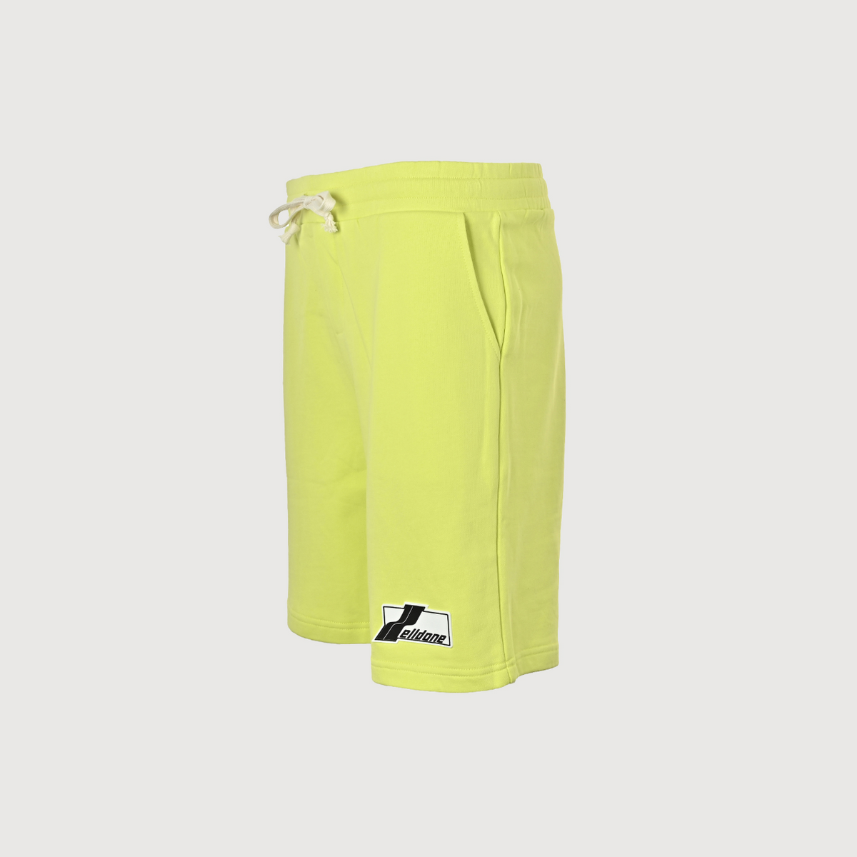 WE11DONE Silicone Logo Drawstring Fleece Shorts — Lime Yellow