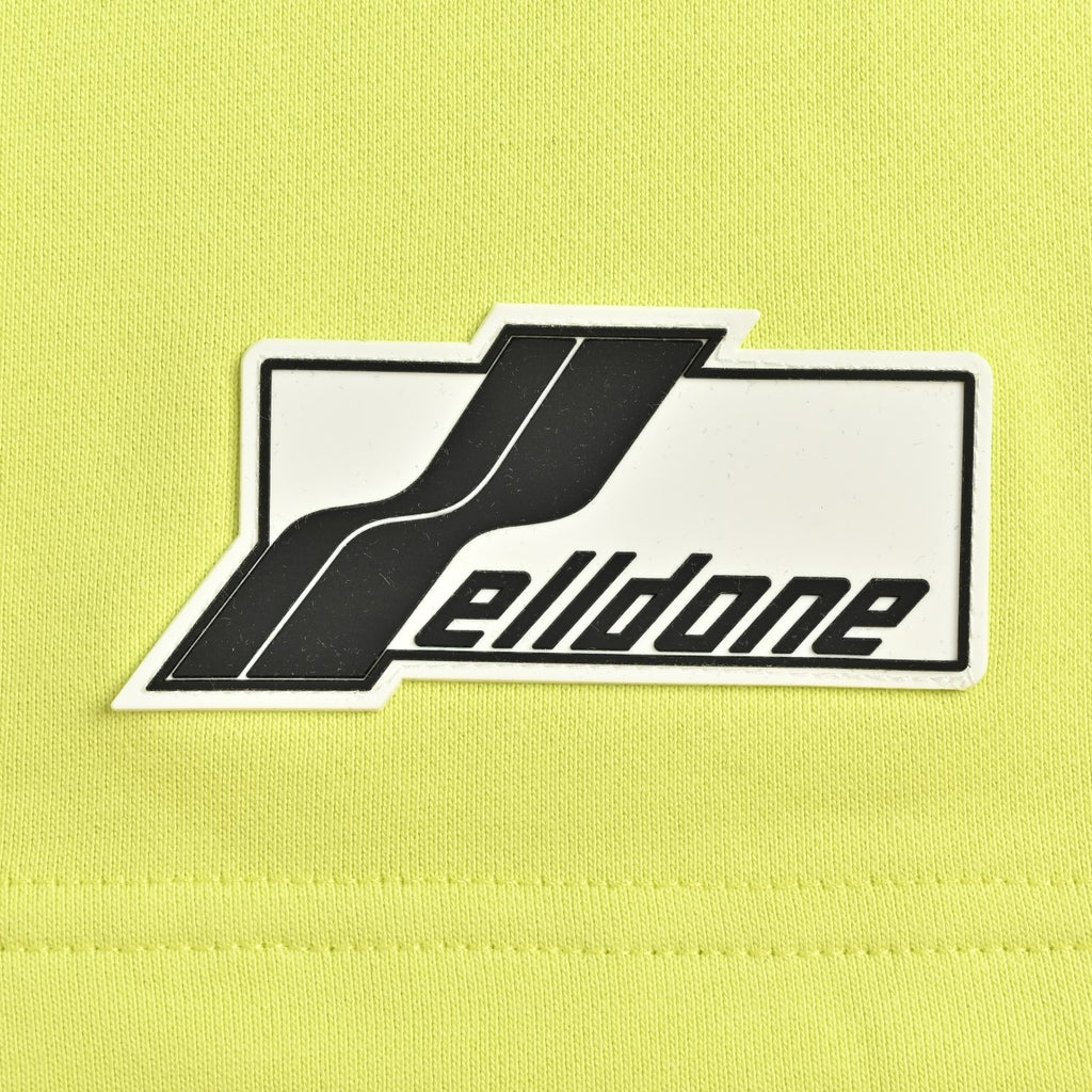 WE11DONE Silicone Logo Drawstring Fleece Shorts — Lime Yellow