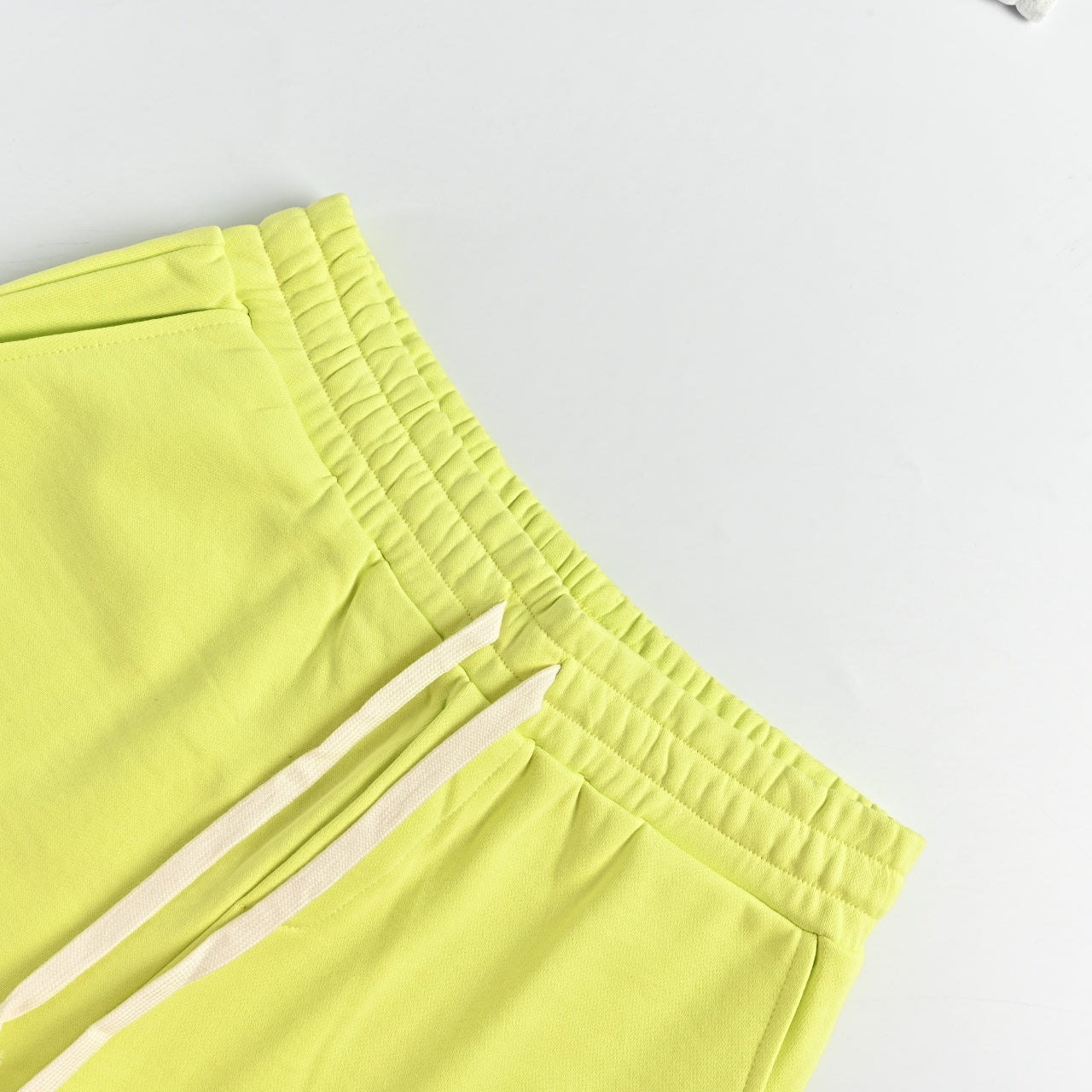 WE11DONE Silicone Logo Drawstring Fleece Shorts — Lime Yellow