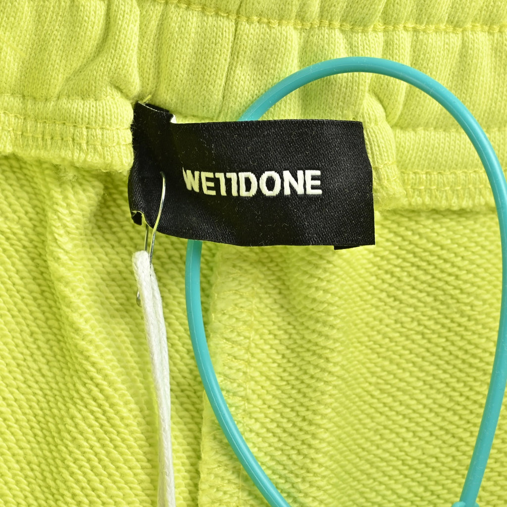 WE11DONE Silicone Logo Drawstring Fleece Shorts — Lime Yellow