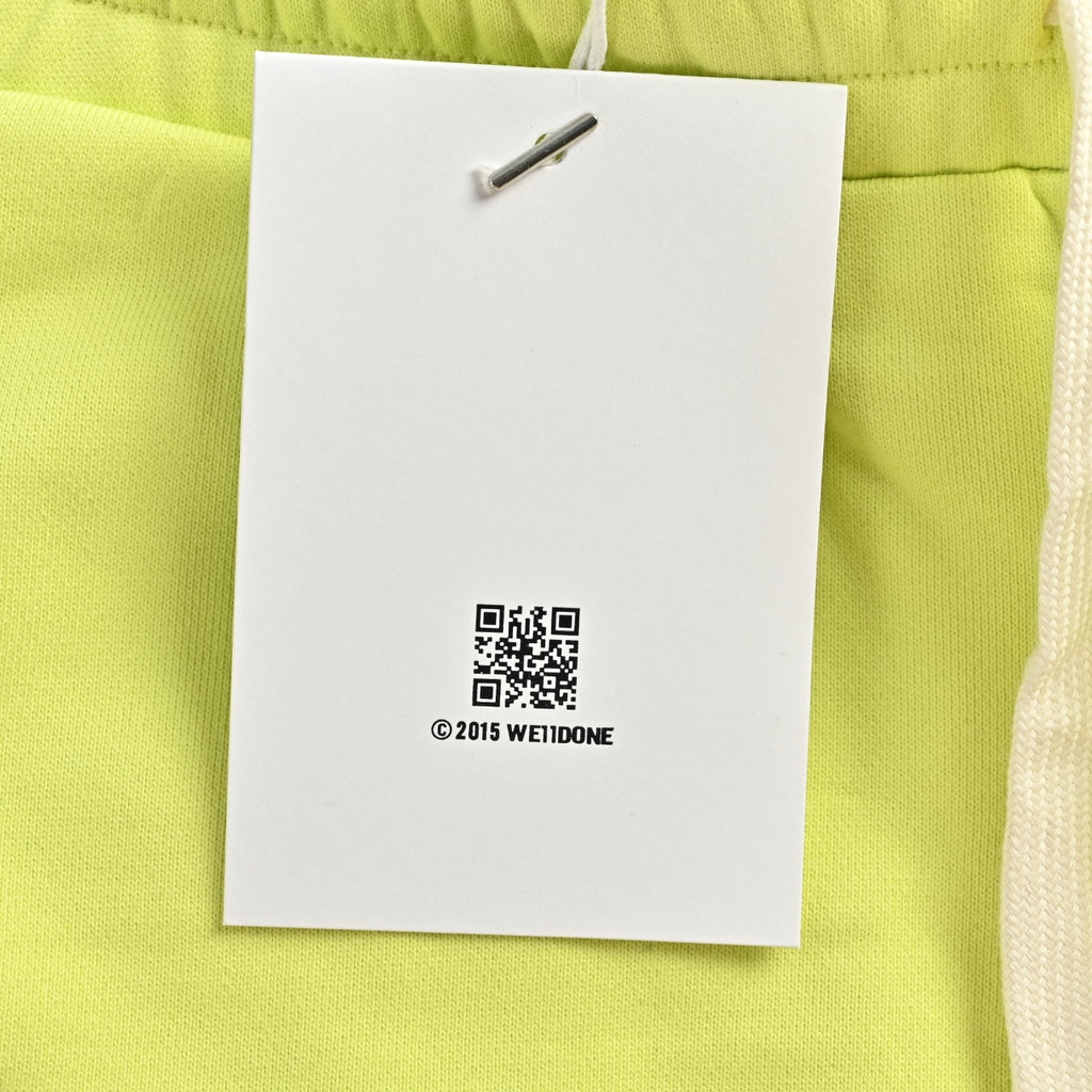 WE11DONE Silicone Logo Drawstring Fleece Shorts — Lime Yellow