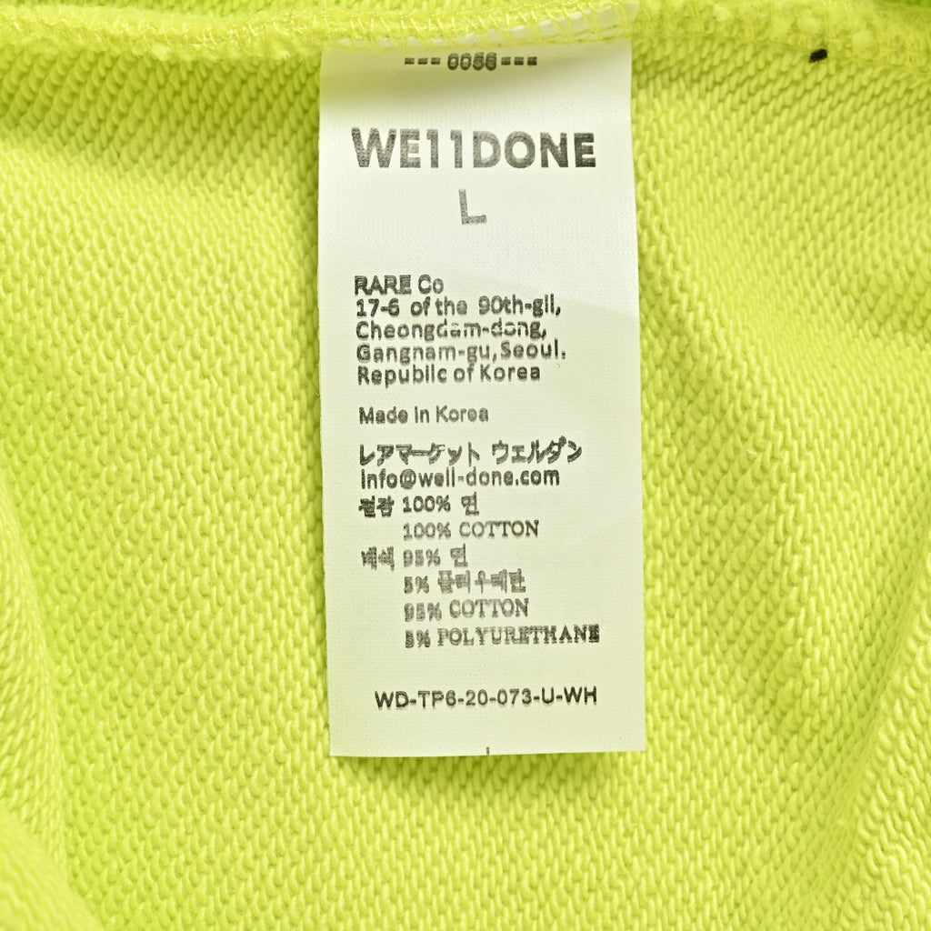 WE11DONE Silicone Logo Drawstring Fleece Shorts — Lime Yellow