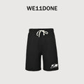 WE11DONE Silicone Logo Drawstring Fleece Shorts — Black