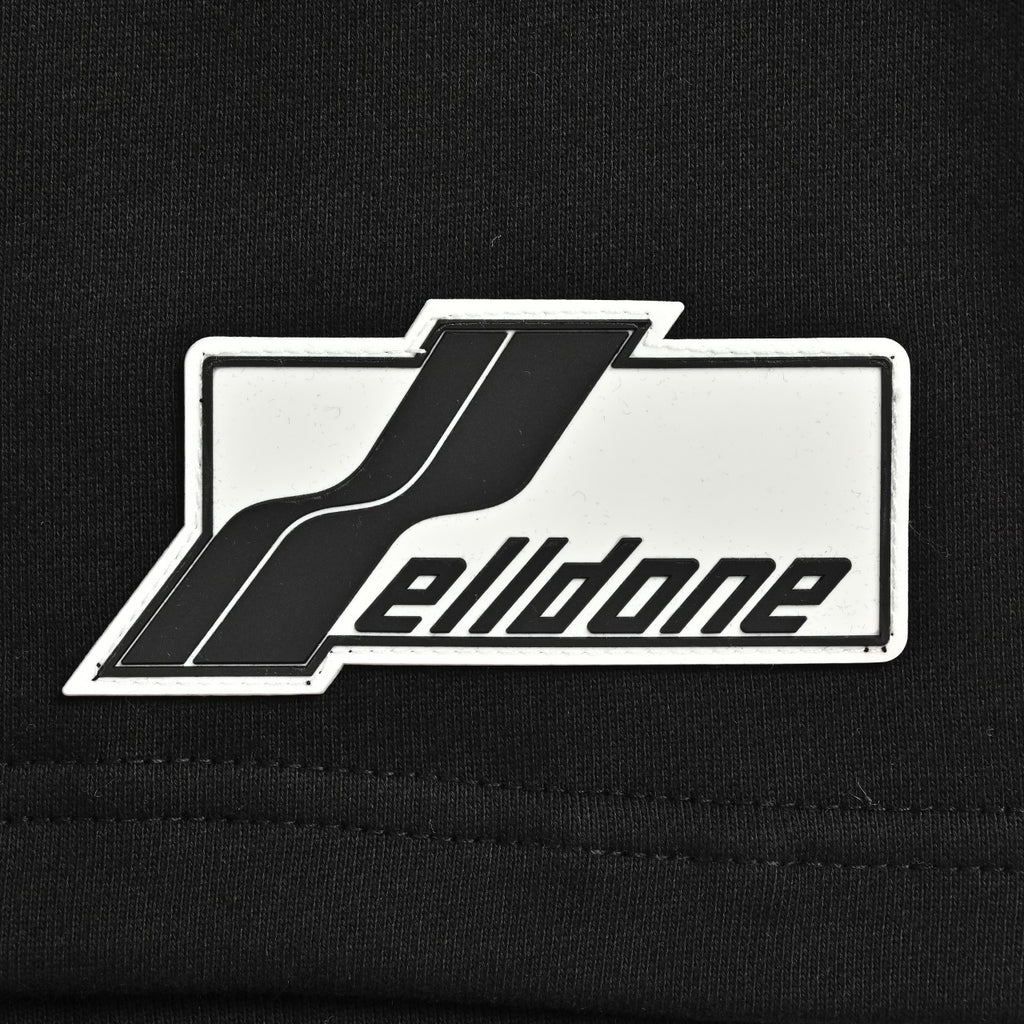 WE11DONE Silicone Logo Drawstring Fleece Shorts — Black