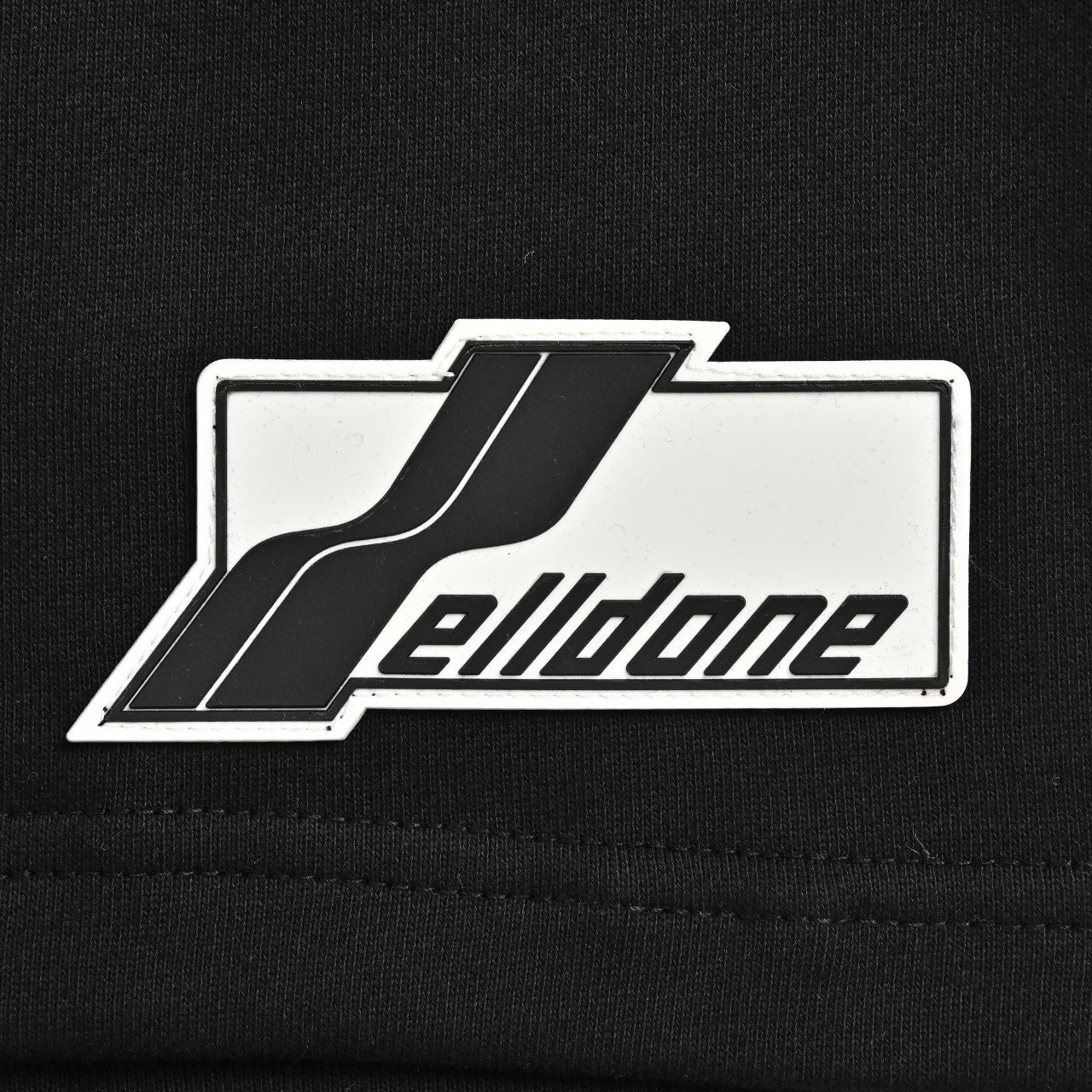 WE11DONE Silicone Logo Drawstring Fleece Shorts — Black